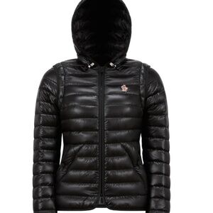Moncler Women's Shiny Black Hooded Puffer Jacket